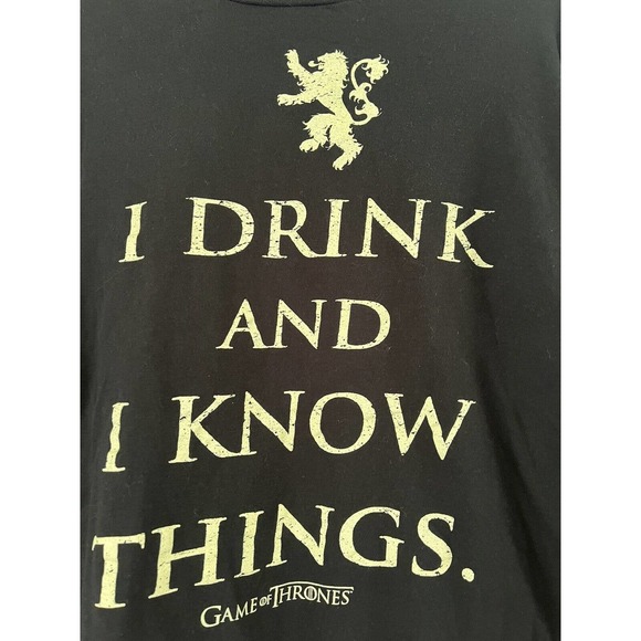 Game Of Thrones Black I Drink And I Know Things T-Shirt Mens Size XL - Picture 3 of 4
